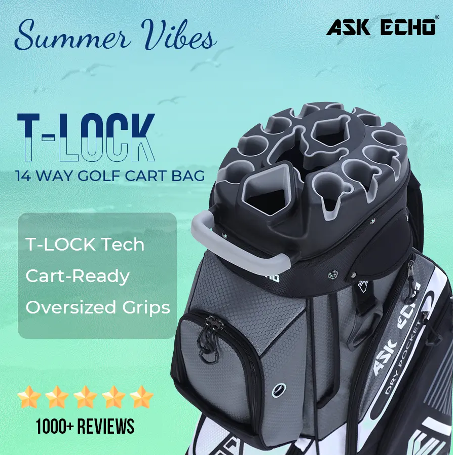 Golf T-LOCK Cart Bag – 14-Way Organizer Dividers Quiet Golf Bag
