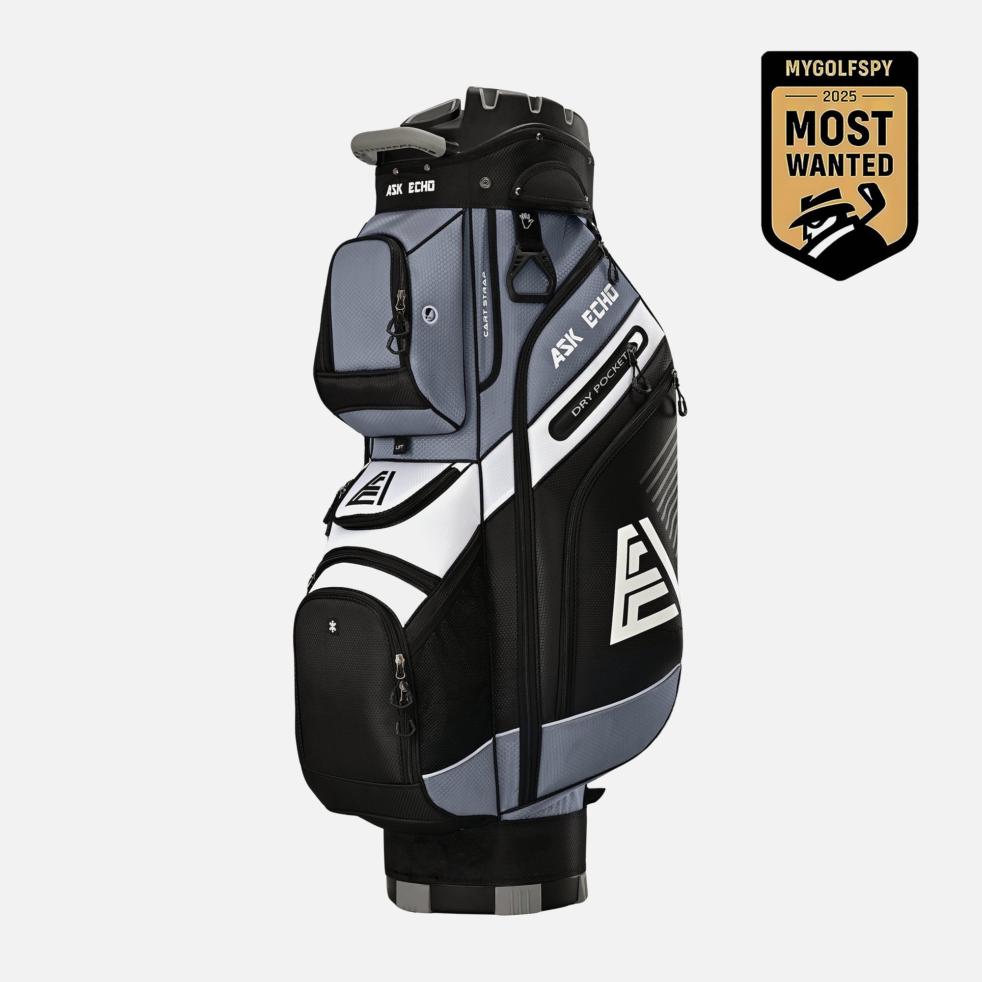 Golf T-LOCK Cart Bag – 14-Way Organizer Dividers Quiet Golf Bag - Grey
