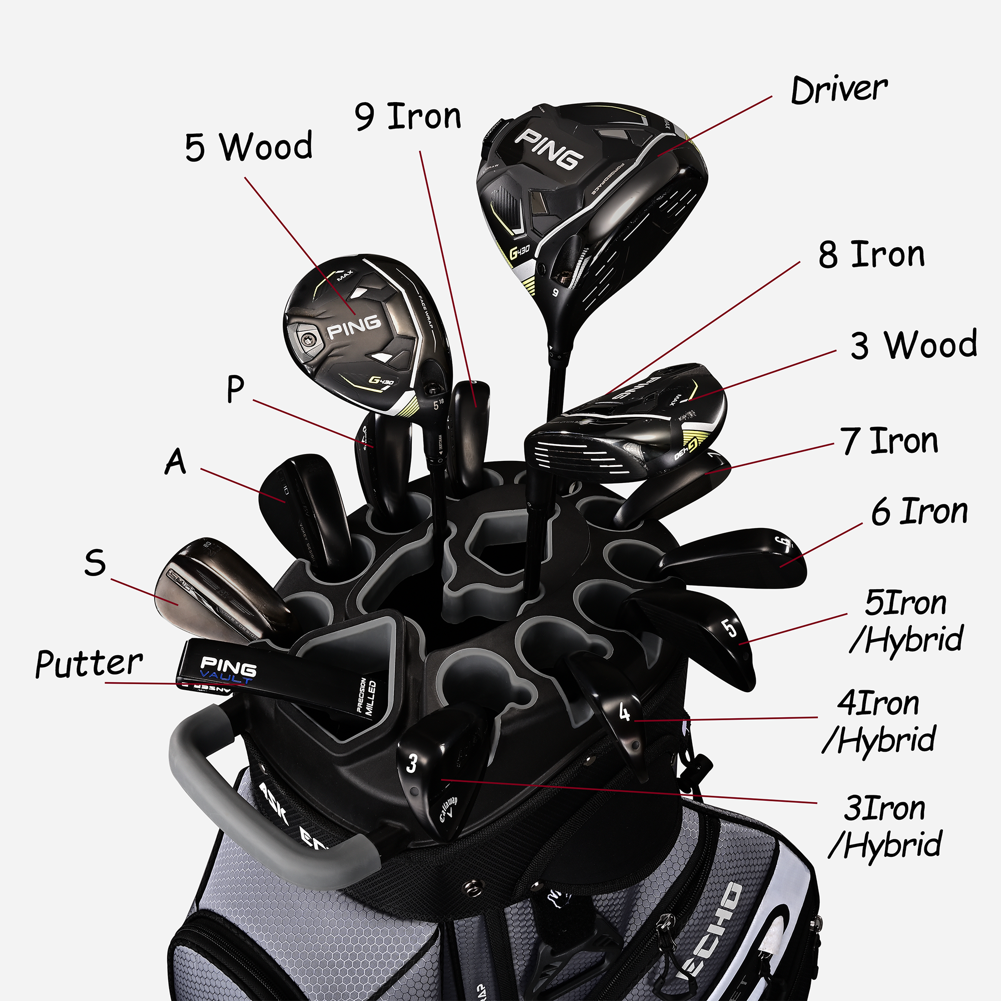 Golf T-LOCK Cart Bag – 14-Way Organizer Dividers Quiet Golf Bag